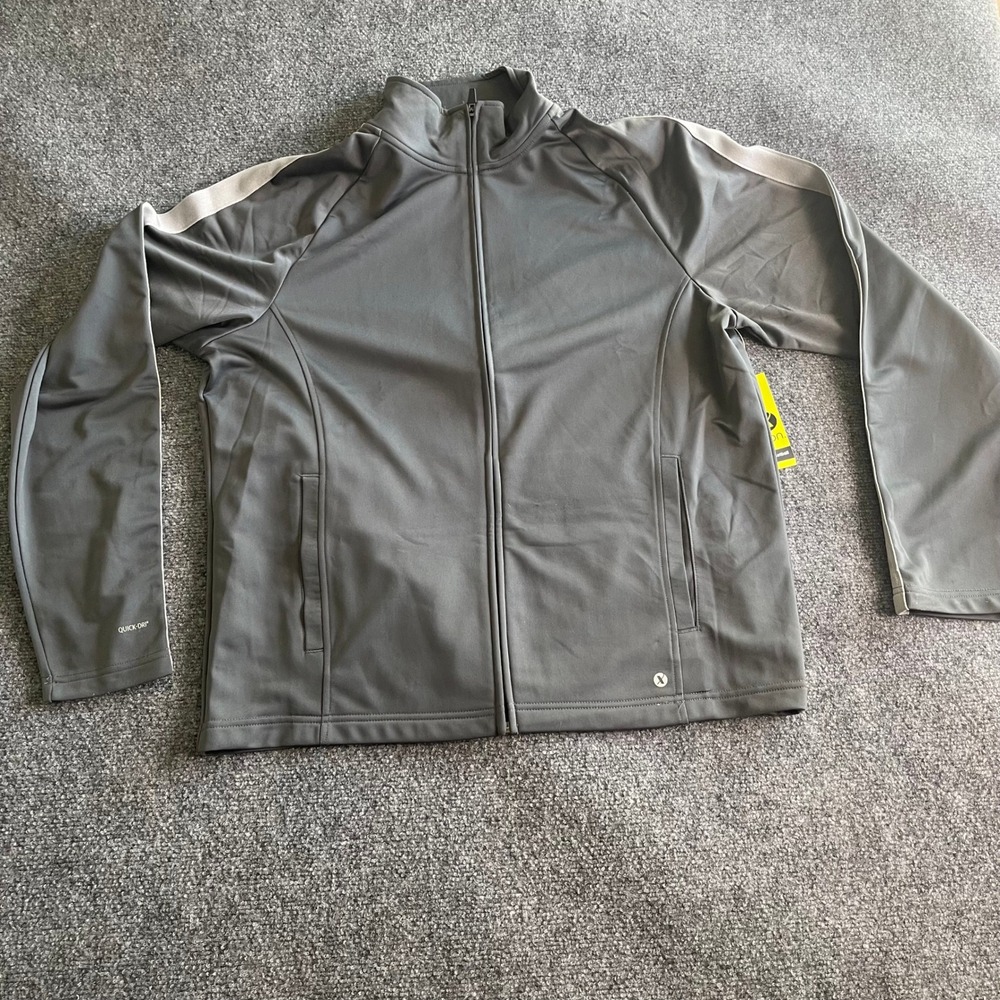 Xersion Mens Quick-Dri Track Jacket Highland Gray Full Zip Basketball‎ Large NWT